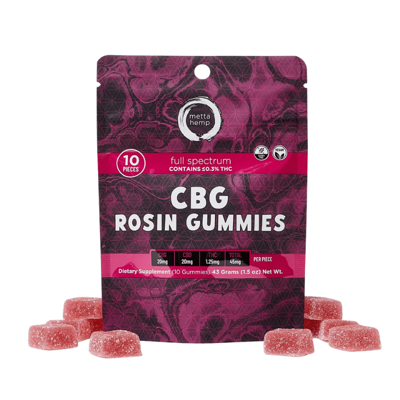 Metta Hemp CBG Rosin Gummies Full Spectrum 1.25mg THC